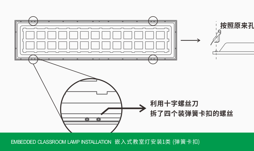 教室灯嵌入安装1类